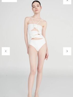 White Cutout One-Piece Swimsuit with Wrap Detail